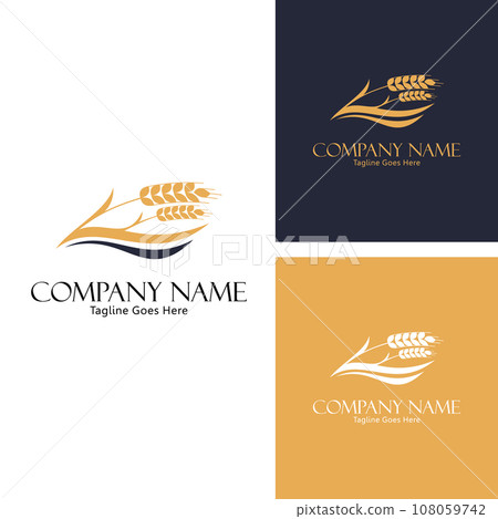 Wheat field organic wheat harvest nature logo concept, success farming icon logo vector design template Wheat field organic wheat harvest nature logo concept, success farming icon logo vector design template 108059742