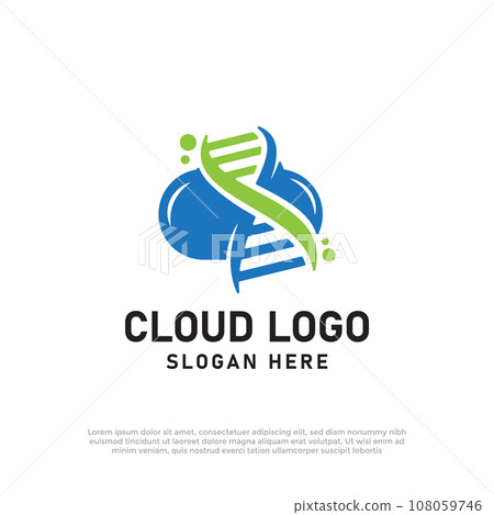 Cloud DNA and stair logo vector design template 108059746