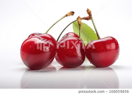 Cherry on background. Juicy red cherry, fresh and sweet. Generated AI. 108059856