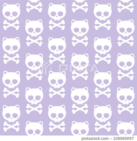 Vector seamless pattern of cat skull with bone Vector seamless pattern of cat skull with bone 108060097
