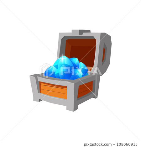 Chest with treasure or precious crystals, realistic vector illustration isolated. Chest with treasure or precious crystals, realistic vector illustration isolated. 108060913