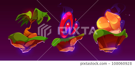 Set of flying islands for game ui Set of flying islands for game ui 108060928