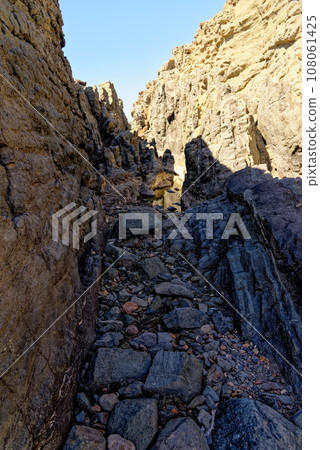 Rocky coast in Aguas Verdes Playa del Valle Fuerteventura Canary Islands , Spain Rocky coast in Aguas Verdes Playa del Valle Fuerteventura Canary Islands , Spain 108061425