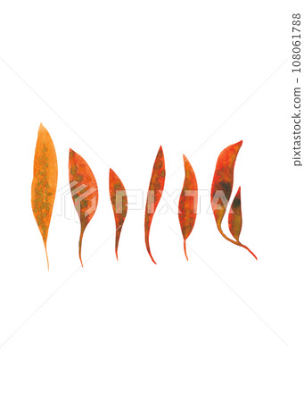 Watercolor sketches of autumn leaves. Set of orange leaves for your design 108061788
