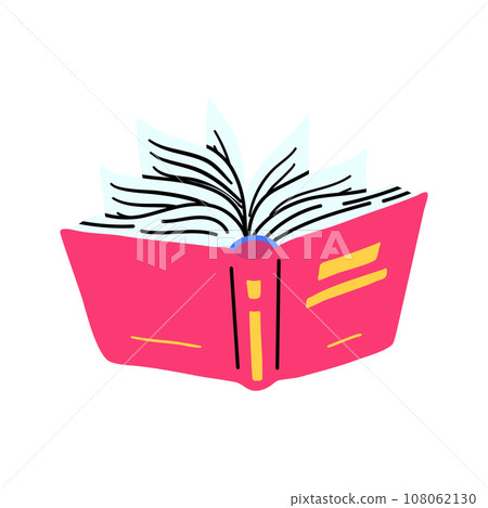 Cartoon Red Open Book Icon Bookstore and Education Concept Flat Design Style Isolated on a White Background. Vector illustration 108062130