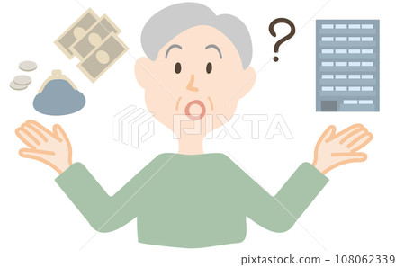 Senior man thinking about retirement funds 108062339