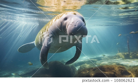 Florida manatee in clear water Florida manatee in clear water 108062621