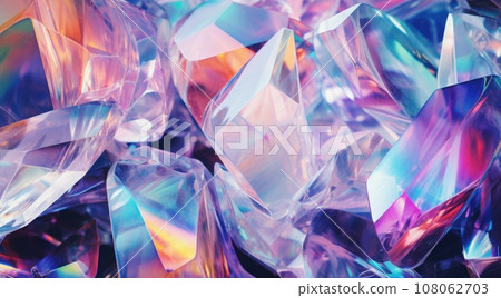 Abstract rainbow crystal background. Gem stone rock crystal texture 108062703