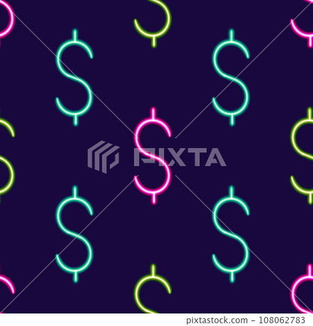 Neon Finance Seamless Pattern, glowing desktop icon, neon sticker, neon figure, glowing figure, neon geometrical figures  108062783