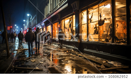 Looting and destructions. Looters seen breaking into the store 108062952