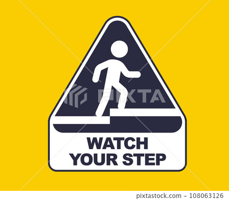 yellow sticker caution step. flat vector... - Stock Illustration ...