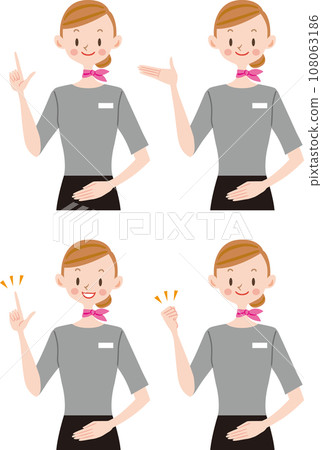 Female salesperson guiding 108063186