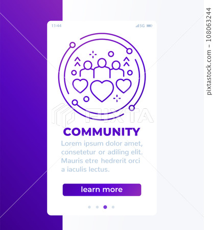 community, people mobile banner with line icon 108063244