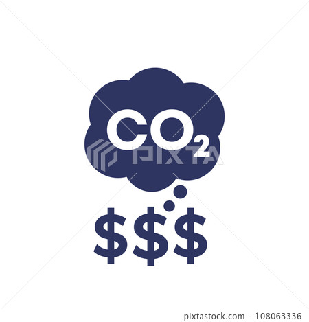 carbon emissions cost icon, co2 gas price, vector 108063336
