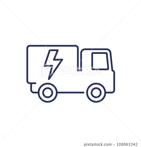 electric truck line icon on white 108063342