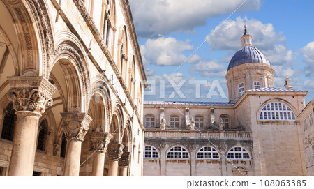 Old town of Dubrovnik in Croatia. Assumption Cathedral in old city of Ragusa one of the prominent tourist destinations on the Mediterranean 108063385
