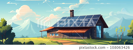 Solar panels on the roof of the house Solar panels on the roof of the house 108063426