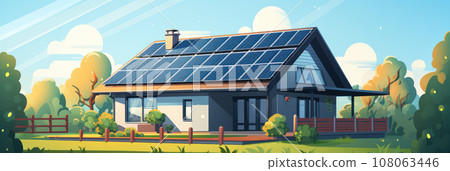 Solar panels on the roof of the house Solar panels on the roof of the house 108063446