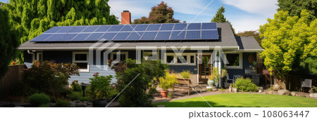 Solar panels on the roof of the house Solar panels on the roof of the house 108063447