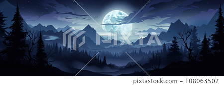 Mystical mysterious fog in the forest Mystical mysterious fog in the forest 108063502