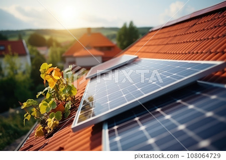 Solar panels on the roof of the house Solar panels on the roof of the house 108064729