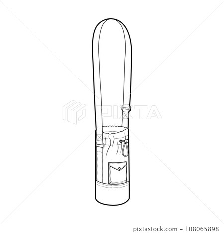 Water Bottle Holder Cross-Body Bag. Fashion accessory technical illustration. Vector satchel front 3-4 view for Men Water Bottle Holder Cross-Body Bag. Fashion accessory technical illustration. Vector satchel front 3-4 view for Men 108065898