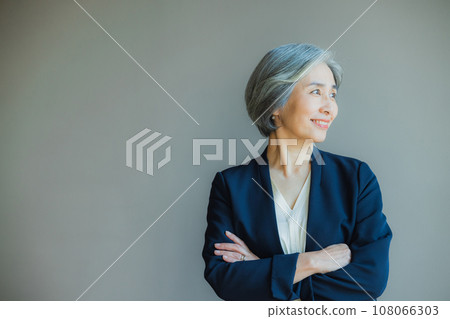business woman with gray hair business woman with gray hair 108066303