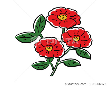 紅山茶手繪風格插畫 紅山茶手繪風格插畫 108066373