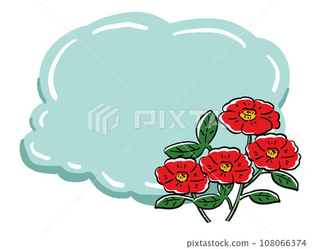 紅山茶手繪風格框架圖 108066374