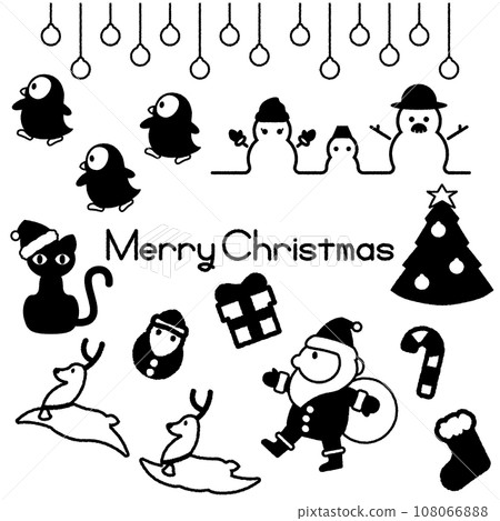 Monochrome doodle style Christmas illustration set Monochrome doodle style Christmas illustration set 108066888