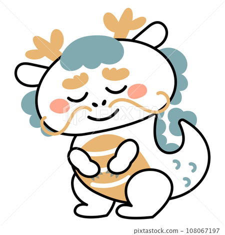 Illustration material of a cute dragon bowing 108067197