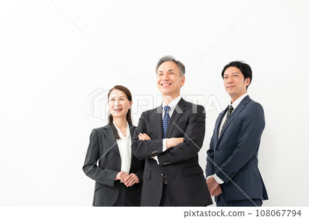 Business image man and woman looking up Business image man and woman looking up 108067794