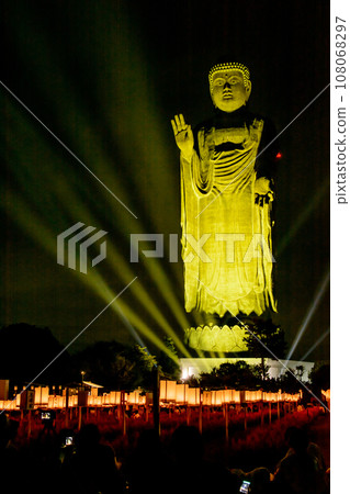 Ushiku Daibutsu illuminated in yellow Ushiku Daibutsu illuminated in yellow 108068297
