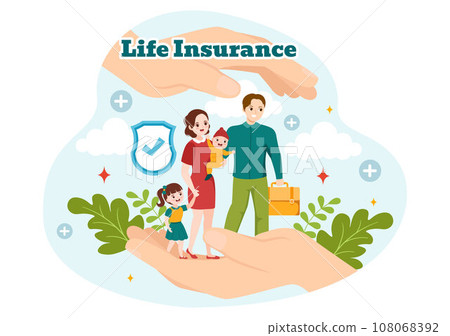Life Insurance Vector Illustration with Check Marks, Shield and Umbrella for Family Healthcare Protection and Medical Service in Flat Background Life Insurance Vector Illustration with Check Marks, Shield and Umbrella for Family Healthcare Protection and Medical Service in Flat Background 108068392