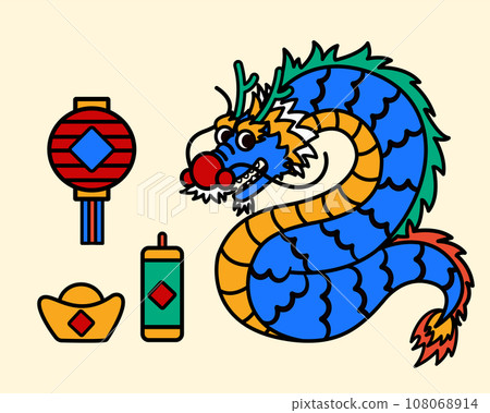 Line filled style CNY dragon set Line filled style CNY dragon set 108068914