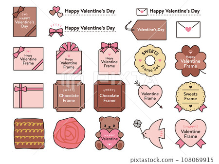Valentine's simple frame set 02 sweets sweets cute design Valentine's simple frame set 02 sweets sweets cute design 108069915