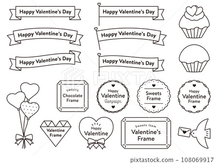Valentine's simple frame set 01 line drawing sweets sweets cute design Valentine's simple frame set 01 line drawing sweets sweets cute design 108069917