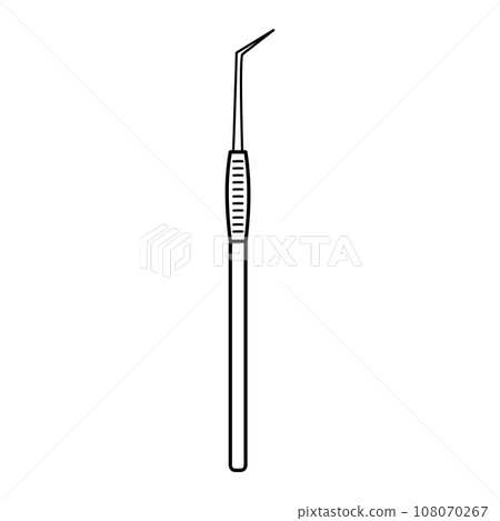 Dental tool for dentistry inspection. Linear doodle icon. Dental care, stomatology, medical dentist tool concept. Dental tool for dentistry inspection. Linear doodle icon. Dental care, stomatology, medical dentist tool concept. 108070267