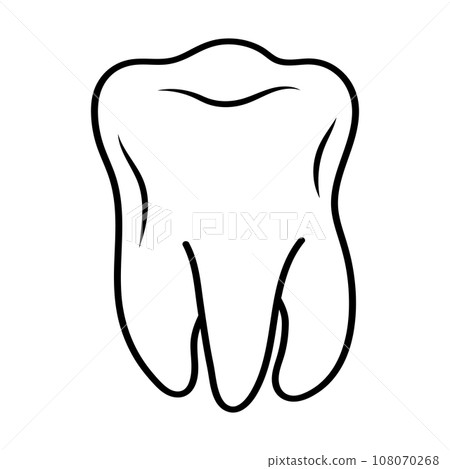 Molar tooth linear doodle icon. Tooth pain, gum problem, dental treatment, dental care, wisdom tooth, removal of a tooth concept. 108070268