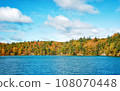 Pink Lake, Gatineau, Quebec, Canada during fall season with colorful tree 108070448