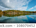 Pink Lake, Gatineau, Quebec, Canada during fall season with colorful tree 108070452