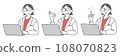 Illustration material of a female doctor explaining with a laptop in hand 108070823