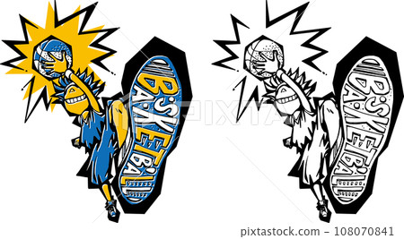 Basketball illustration <yellow & blue/layup shot> Basketball illustration <yellow & blue/layup shot> 108070841