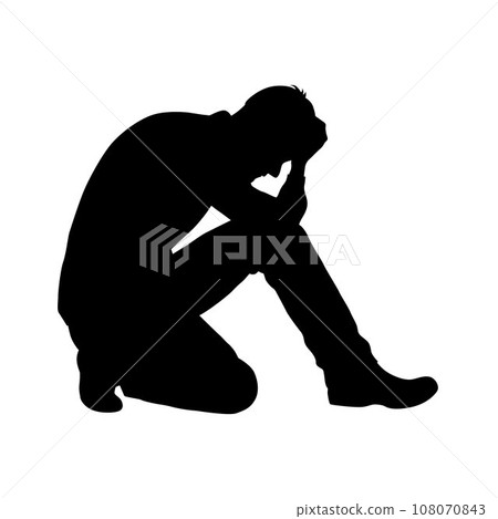 Confused man, sad man, People Are Depressed Or Frustrated Silhouettes Confused man, sad man, People Are Depressed Or Frustrated Silhouettes 108070843