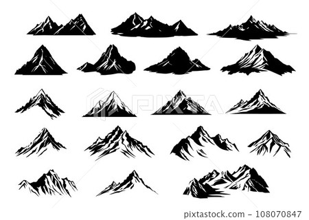 Mountain silhouettes, logo set mountain vector, mountain elements isolated on white 108070847