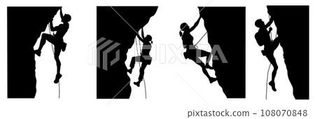Sport climbing, Silhouette of Rock Climber, climbing on rock, mountain 108070848