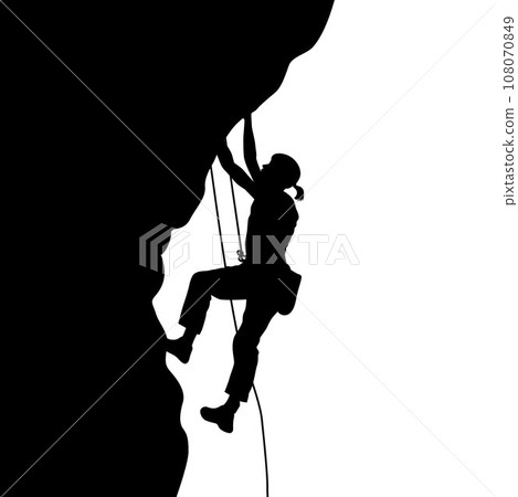 Sport climbing, Silhouette of Rock Climber, climbing on rock, mountain 108070849