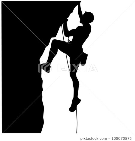 Sport climbing, Silhouette of Rock Climber, climbing on rock, mountain Sport climbing, Silhouette of Rock Climber, climbing on rock, mountain 108070875
