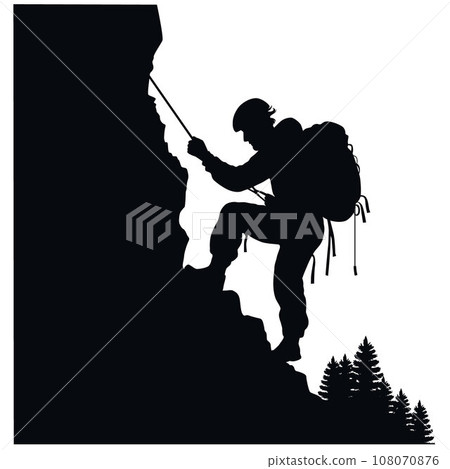 Sport climbing, Silhouette of Rock Climber, climbing on rock, mountain Sport climbing, Silhouette of Rock Climber, climbing on rock, mountain 108070876