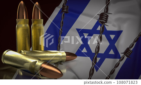 The Israel flag and bullets image 3d rendering The Israel flag and bullets image 3d rendering 108071823